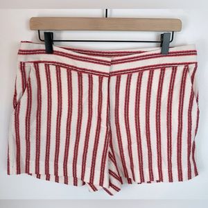LOFT White Pink Maroon Striped Shorts | Size 6
